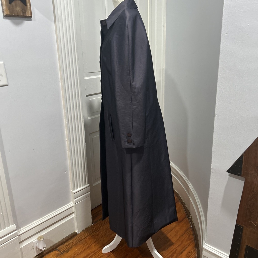 Vintage Lily & Taylor Light Wt 8 Trench Coat Iridescent Blue Classy Lined Jacket - Picture 13 of 16